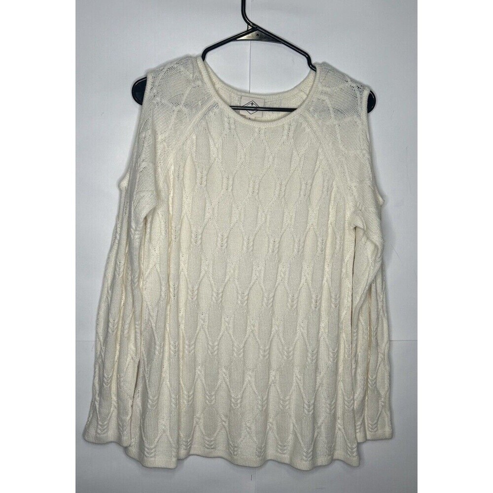 St. John’s Bay Women's Cold Shoulder Pull Over Sweater In Ivory Size Large